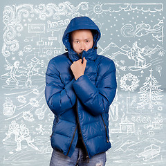 Image showing Asian Man in Down Padded Coat 