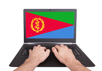 Image showing Hands working on laptop, Eritrea