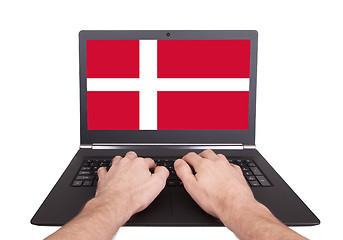 Image showing Hands working on laptop, Denmark