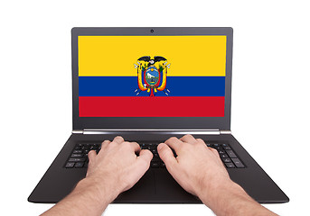 Image showing Hands working on laptop, Ecuador