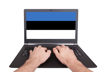 Image showing Hands working on laptop, Estonia