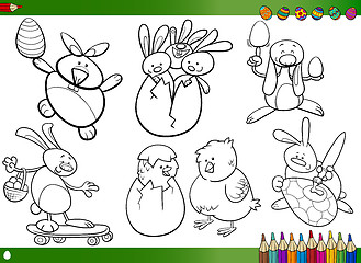 Image showing easter cartoons for coloring book