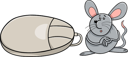 Image showing computer mouse and real rodent cartoon