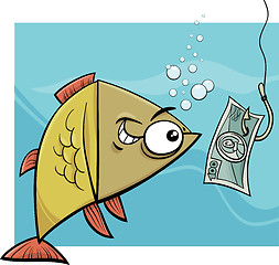 Image showing fishing with money cartoon illustration