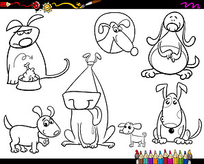 Image showing dogs set cartoon coloring page