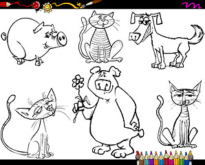 Image showing animals set cartoon coloring page