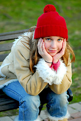 Image showing Girl on bench