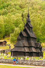 Image showing Borgund Stave Stavkirke Church And Graveyard, Norway