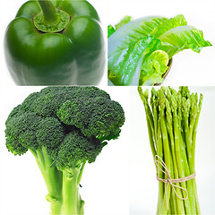 Image showing green healthy food collage collection