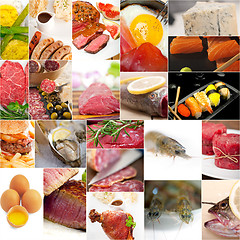 Image showing high protein food collection collage