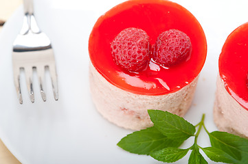 Image showing fresh raspberry cake mousse dessert