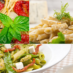 Image showing collection of different type of Italian pasta collage