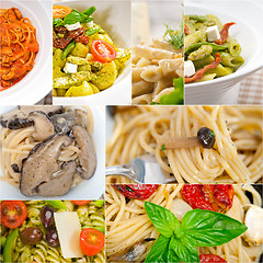 Image showing collection of different type of Italian pasta collage