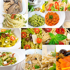 Image showing collection of different type of Italian pasta collage