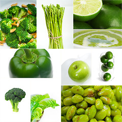 Image showing green healthy food collage collection