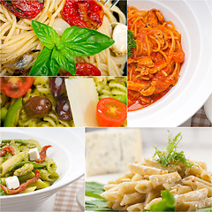 Image showing collection of different type of Italian pasta collage