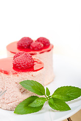 Image showing fresh raspberry cake mousse dessert