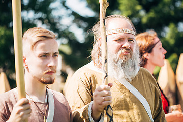 Image showing Warriors participants of festival of medieval culture