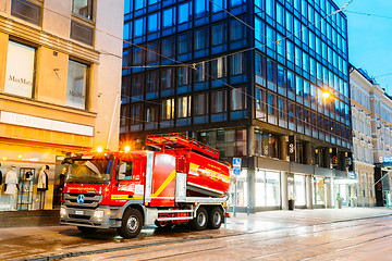 Image showing Night view of Aleksanterinkatu street in Helsinki