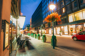 Image showing Night view of Kluuvikatu street in Helsinki