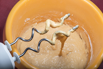 Image showing Kneading a dough with a machine 