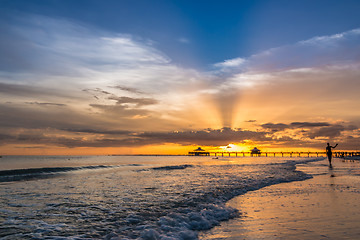 Image showing Sunset on Fort Myers Beach