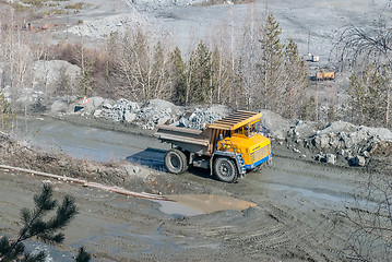 Image showing Big truck transport stone ore in career