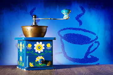Image showing Blue coffee grinder