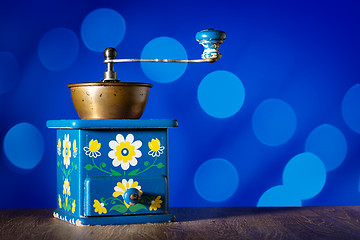 Image showing Blue coffee grinder