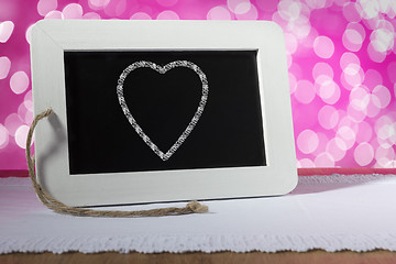 Image showing  heart slate blackboard pink