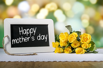 Image showing slate blackboard mothers day and roses