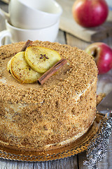 Image showing Cake with apples and Bavarian cream.