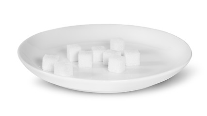 Image showing Sugar Cubes On A White Plate