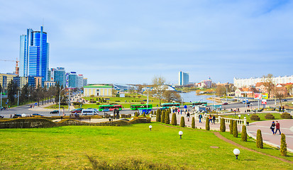 Image showing Modern Architecture Of Minsk, Nyamiha Nemiga District, Belarus