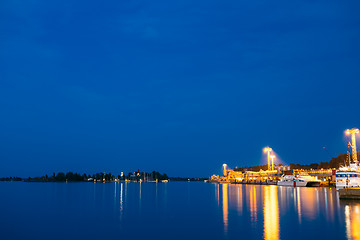 Image showing Night Scenic View Of Embankment In Helsinki, Finland