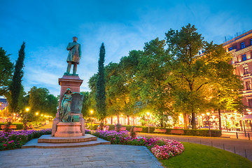 Image showing Esplanade Park. Statue Of Johan Ludvig Runeberg in Helsinki, Fin