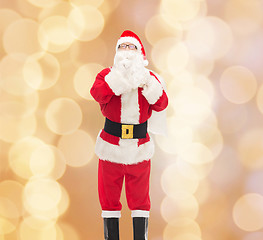 Image showing man in costume of santa claus with bag