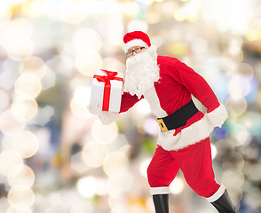 Image showing man in costume of santa claus with gift box