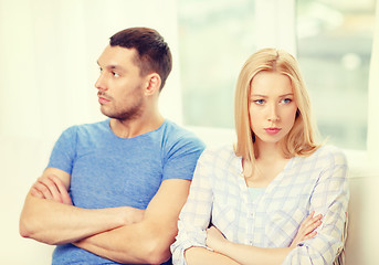 Image showing unhappy couple having argument at home