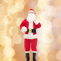 Image showing man in costume of santa claus with bag