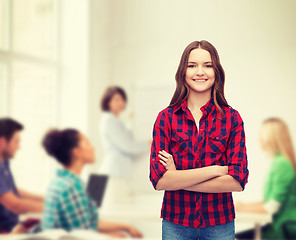 Image showing smiling young woman in casual clothes