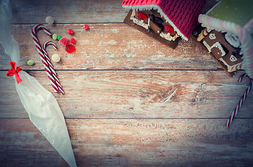 Image showing closeup of beautiful gingerbread houses at home