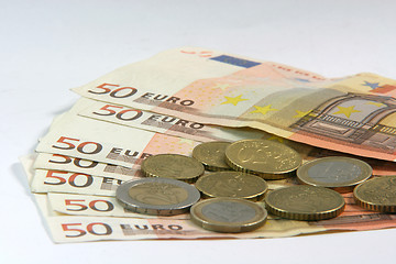 Image showing euro coins and notes