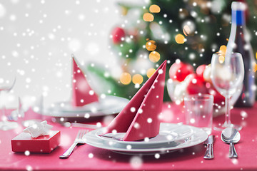 Image showing room with christmas tree and decorated table