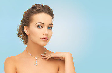 Image showing beautiful woman wearing shiny diamond pendant