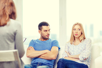 Image showing young couple with a problem at psychologist office