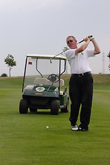 Image showing Male golfer playing golf