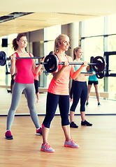 Image showing group of women with barbells in gym