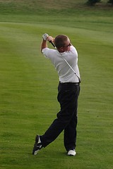 Image showing Male golfer playing golf