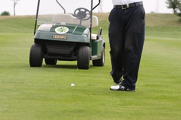 Image showing Male golfer playing golf